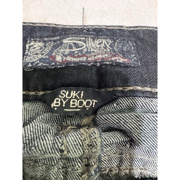 Silver Suki Bootcut Jean Women SZ 14/L32 Blue Dark Wash Thick Stitch Stone Wash - Picture 5 of 11